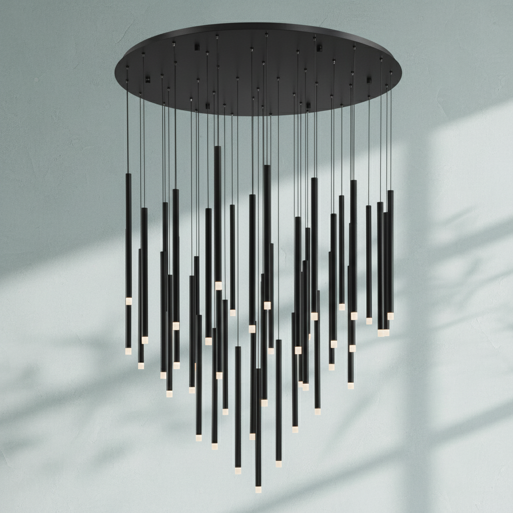 Luster Gaze Radiant Spire Round LED Chandelier - Background Shot