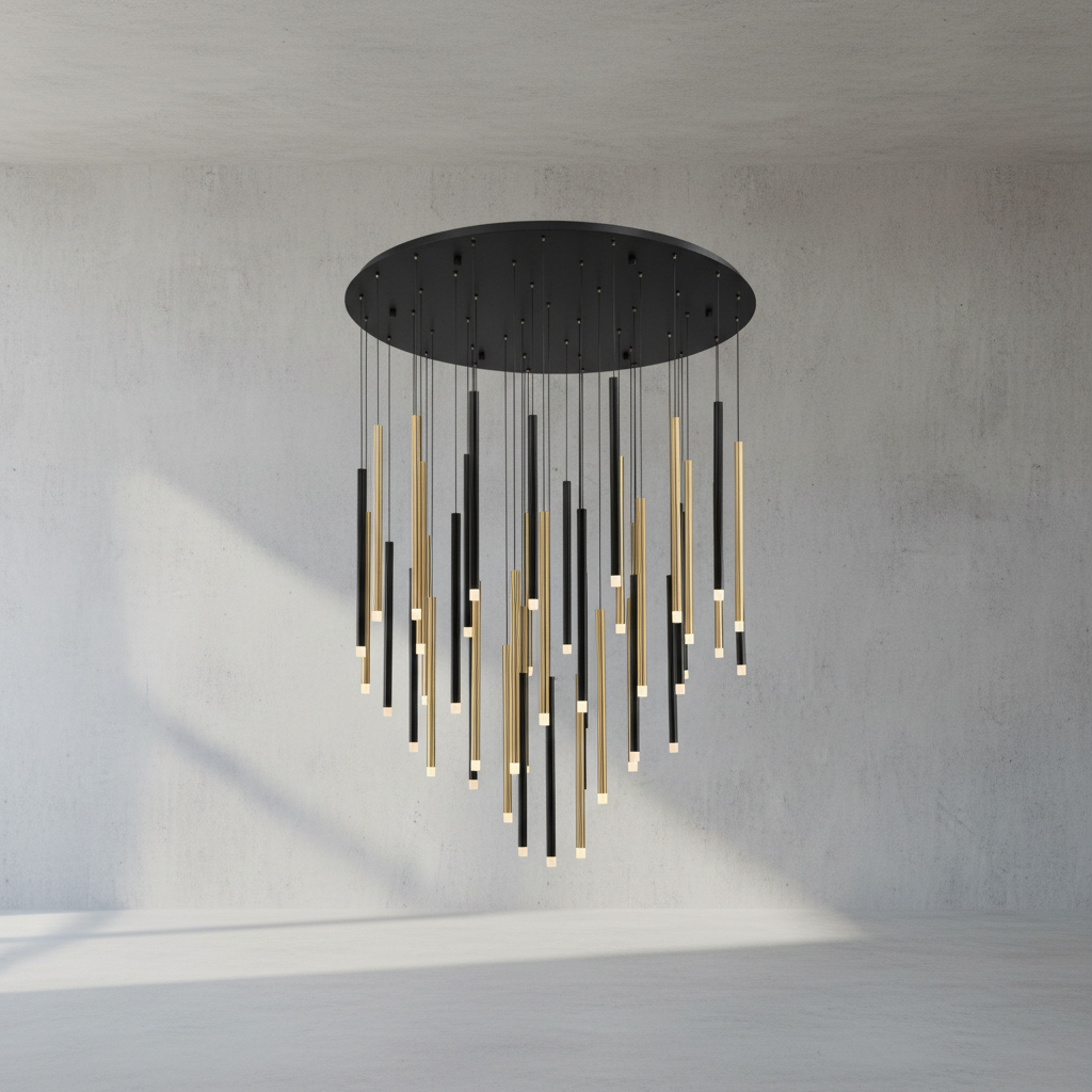 Luster Gaze Radiant Spire Round LED Chandelier - Background Shot