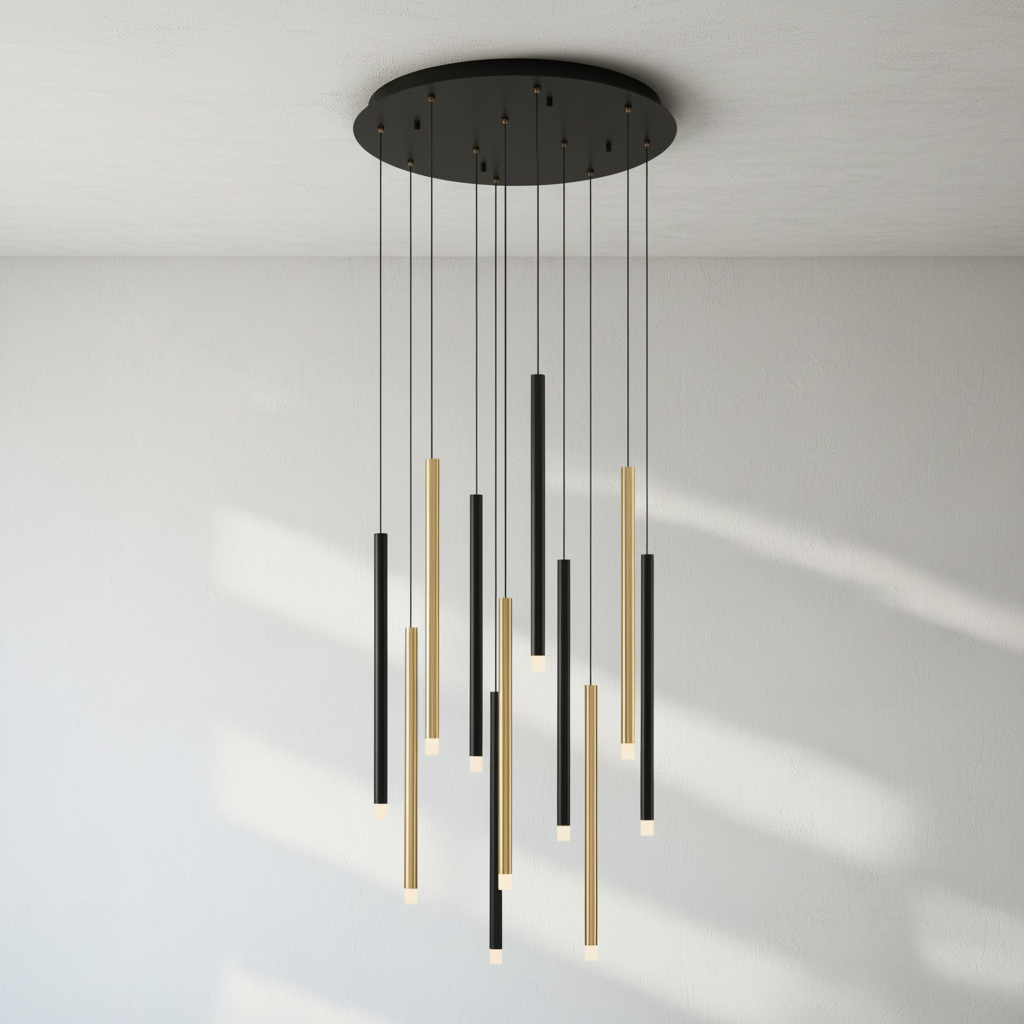 Luster Gaze Radiant Spire Round LED Chandelier - Background Shot