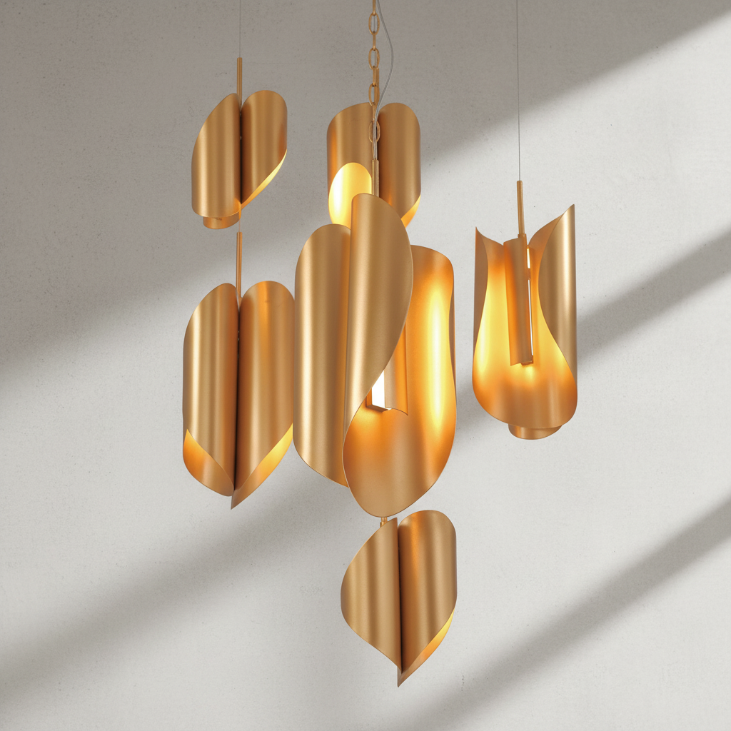 Luster Gaze Aura Petal Oval LED Chandelier - Background Shot