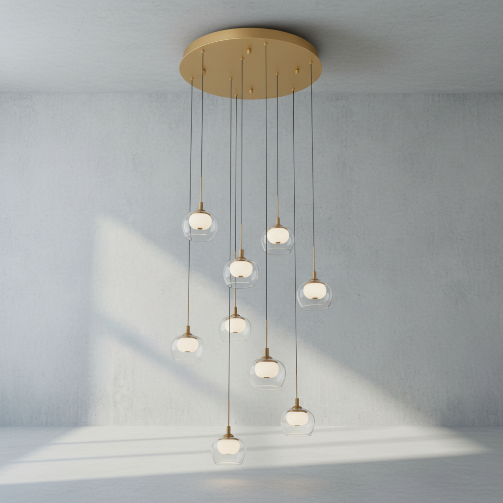 Luster Gaze Aura Cascade Round LED Chandelier - Background Shot