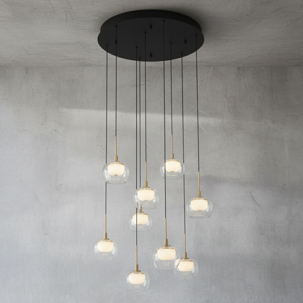 Luster Gaze Aura Cascade Round LED Chandelier - Background Shot