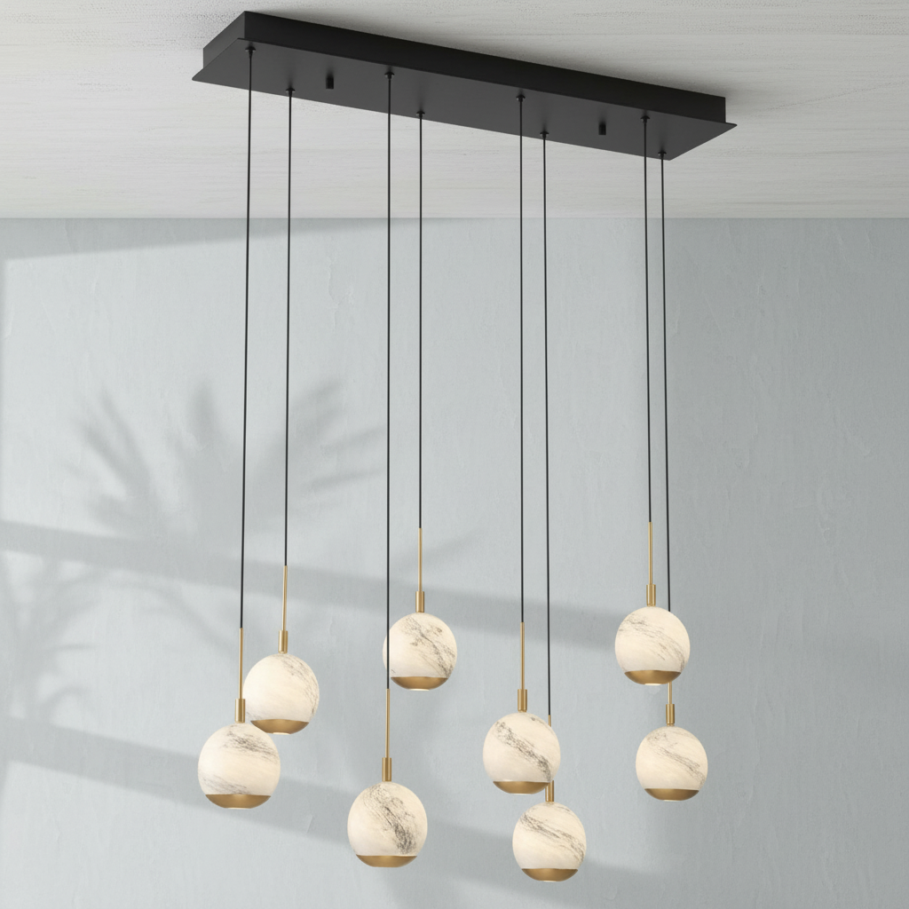 Luster Gaze Alabaster Bloom Linear LED Chandelier - Background Shot