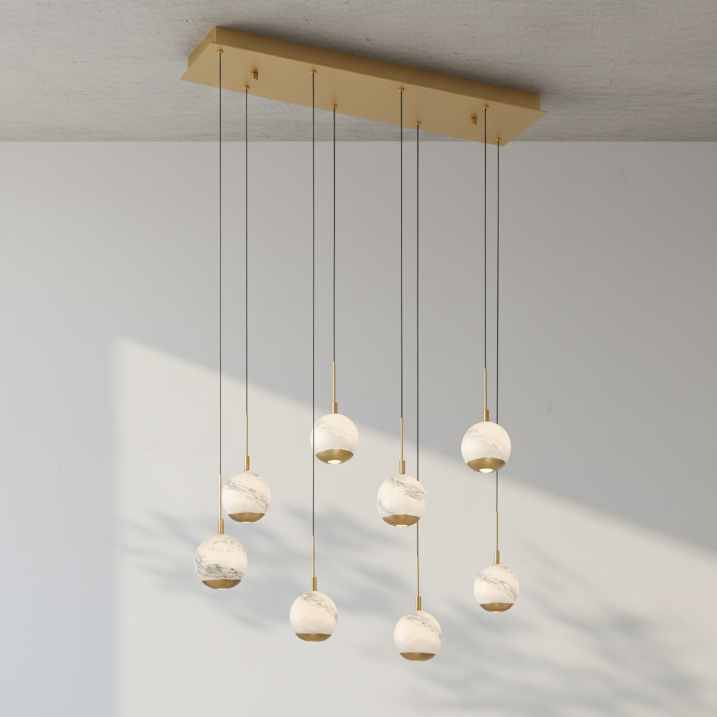 Luster Gaze Alabaster Bloom Linear LED Chandelier - Background Shot