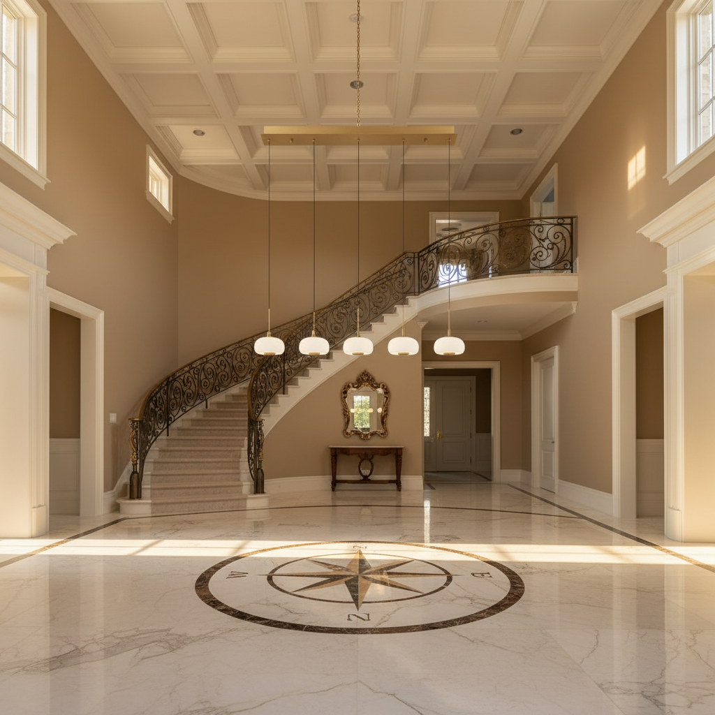 Luster Gaze Lanterns 5 Light Linear LED Chandelier - grand American foyer with two-story ceiling