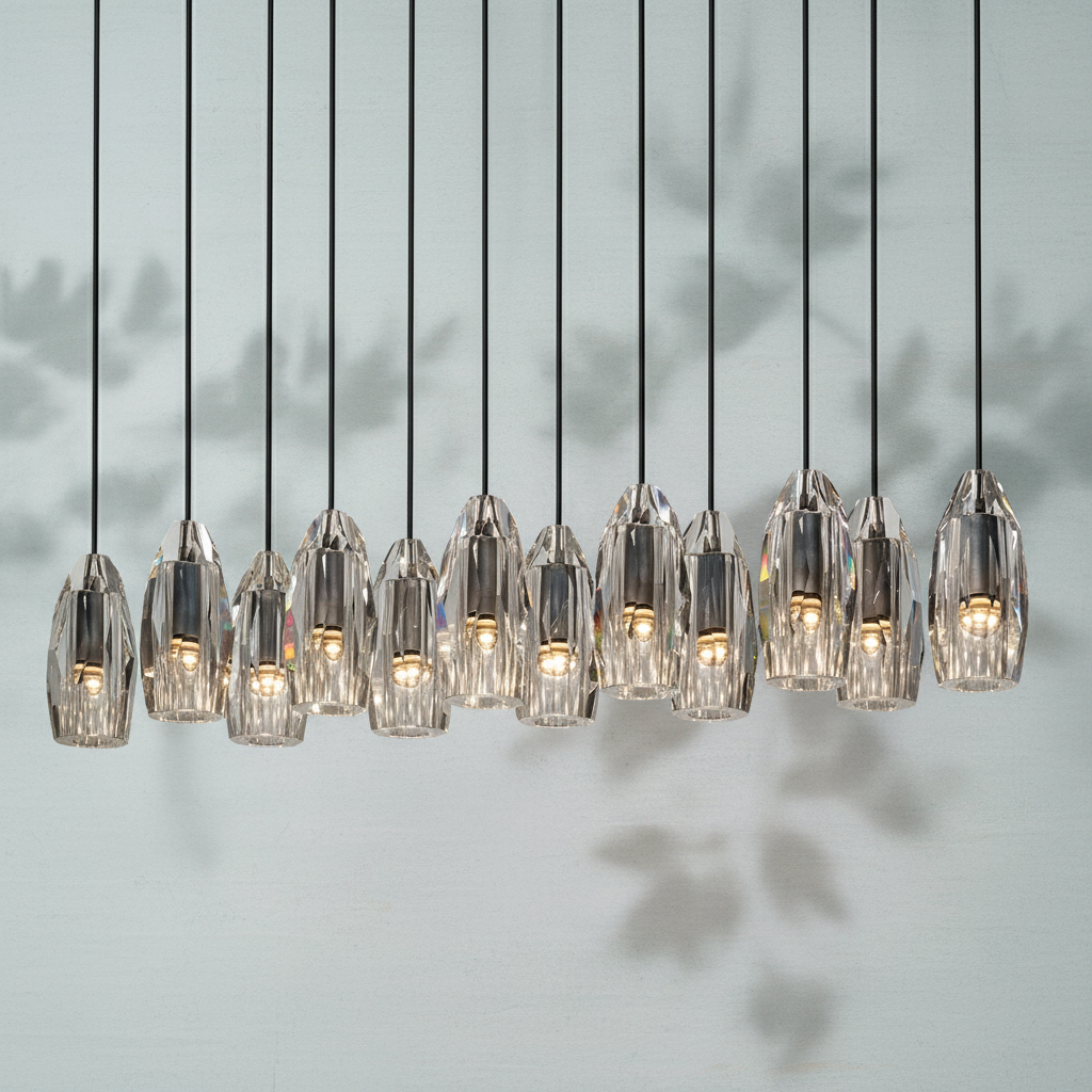 Luster Gaze Veridian Linear Chandelier - Background Shot