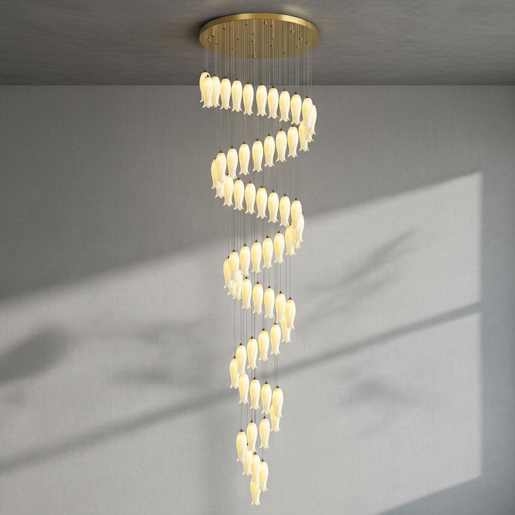 Luster Gaze Porcelain Petal Grand Cascade Chandelier - Background Shot