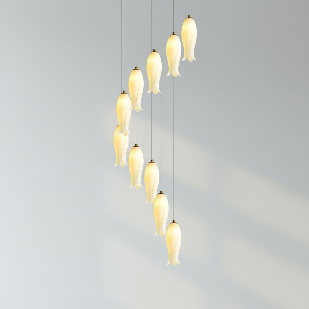 Luster Gaze Porcelain Petal Grand Cascade Chandelier - Background Shot