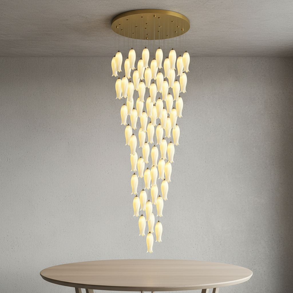 Luster Gaze Porcelain Petal Grand Cascade Chandelier - Background Shot