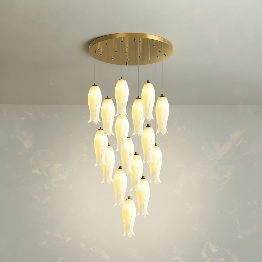 Luster Gaze Porcelain Petal Grand Cascade Chandelier - Background Shot