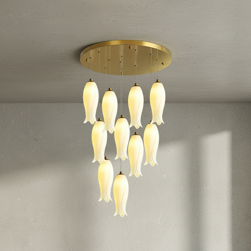 Luster Gaze Porcelain Petal Grand Cascade Chandelier - Background Shot