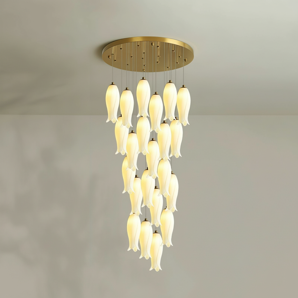 Luster Gaze Porcelain Petal Grand Cascade Chandelier - Background Shot