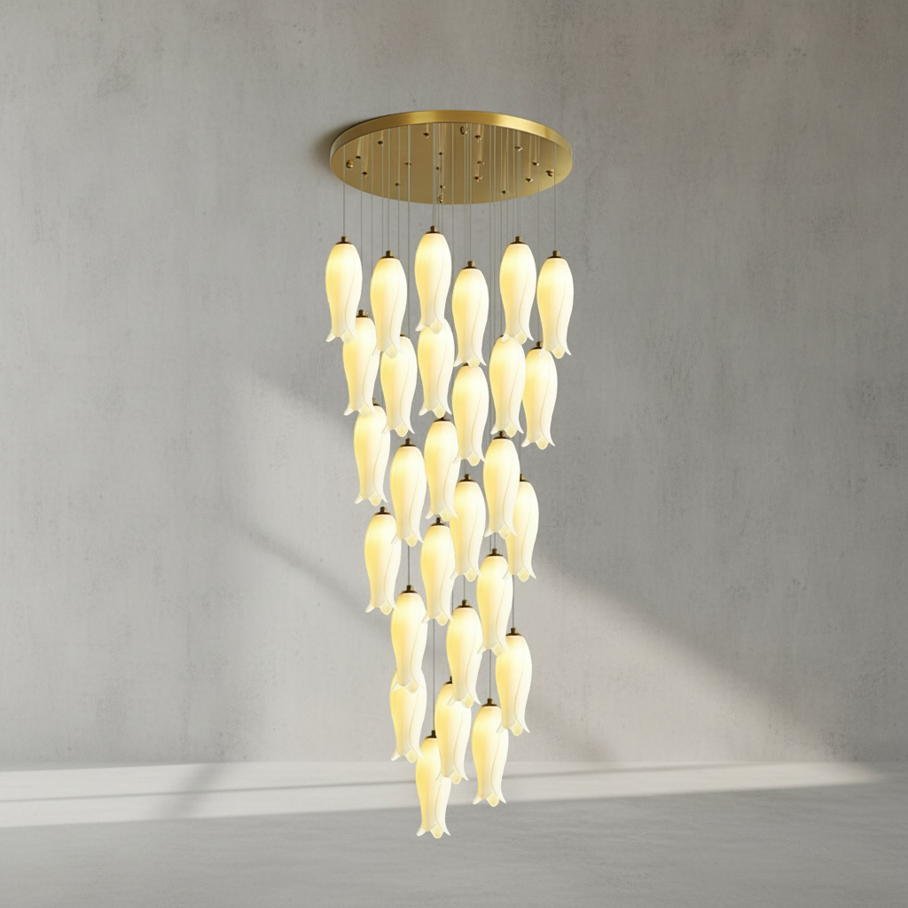 Luster Gaze Porcelain Petal Grand Cascade Chandelier - Background Shot
