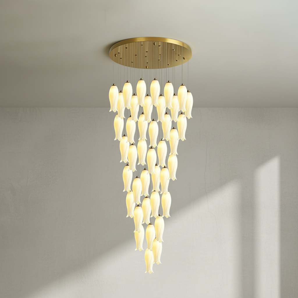 Luster Gaze Porcelain Petal Grand Cascade Chandelier - Background Shot