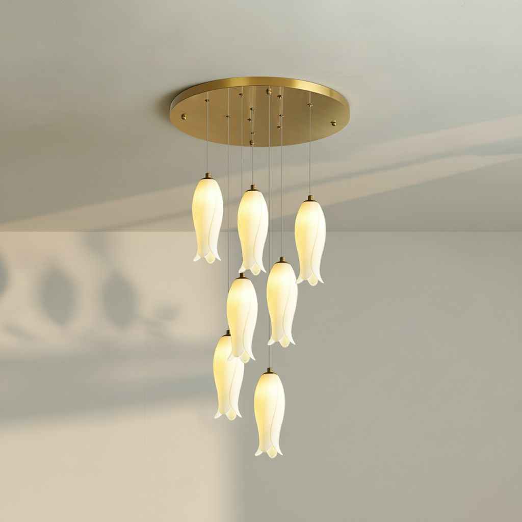 Luster Gaze Porcelain Petal Grand Cascade Chandelier - Background Shot