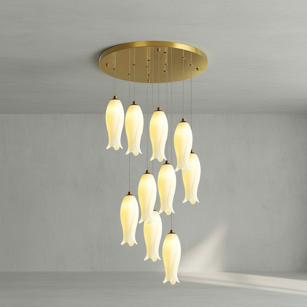 Luster Gaze Porcelain Petal Grand Cascade Chandelier - Background Shot