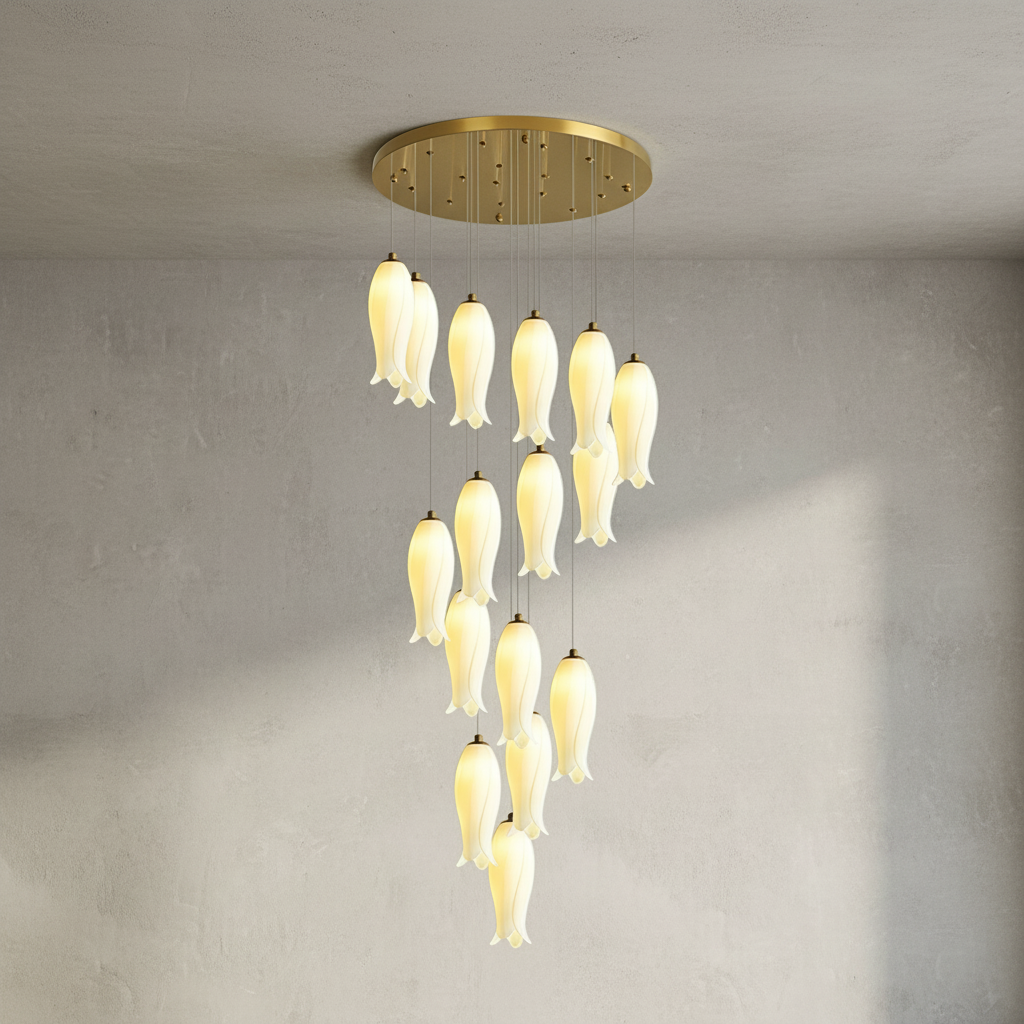 Luster Gaze Porcelain Petal Grand Cascade Chandelier - Background Shot