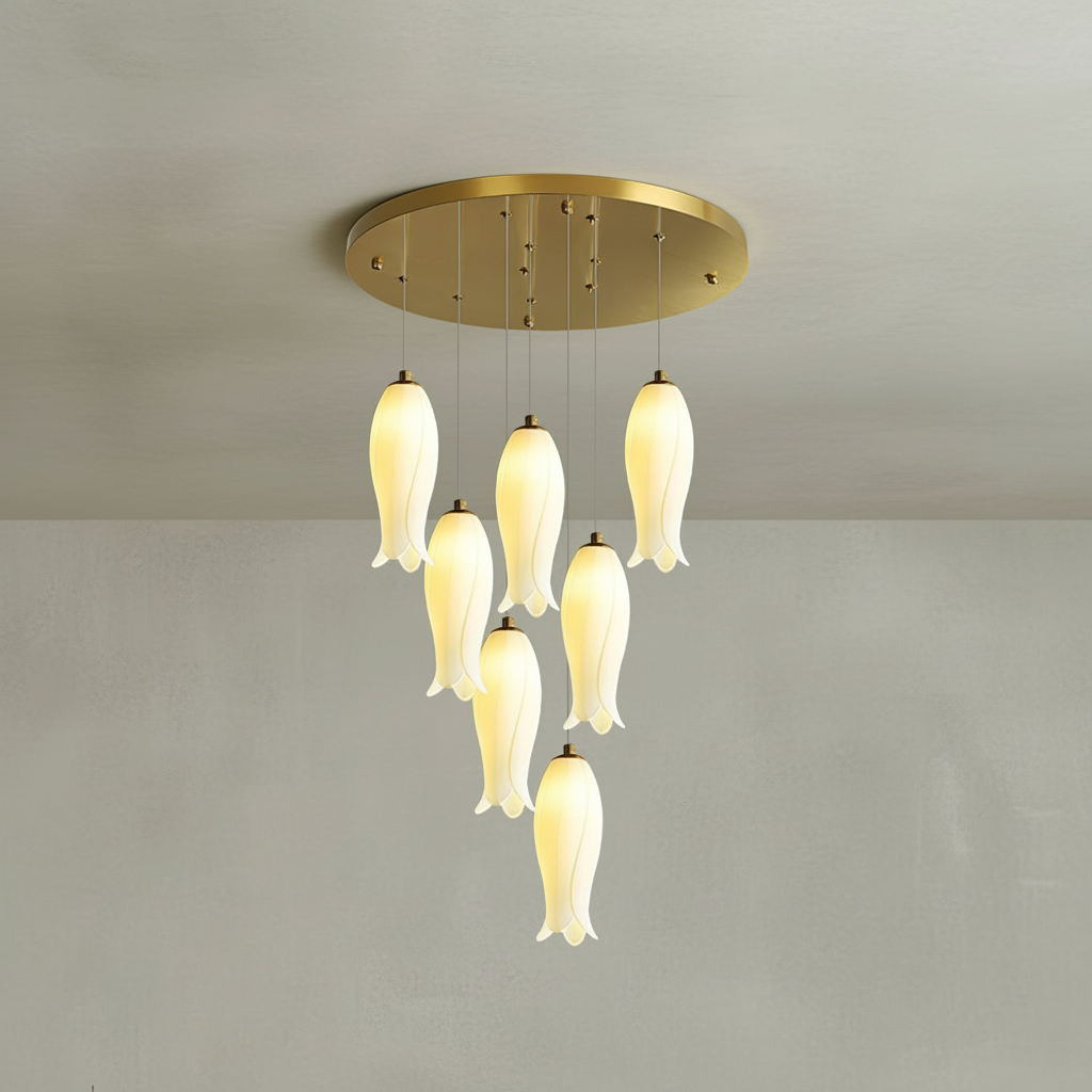 Luster Gaze Porcelain Petal Grand Cascade Chandelier - Background Shot
