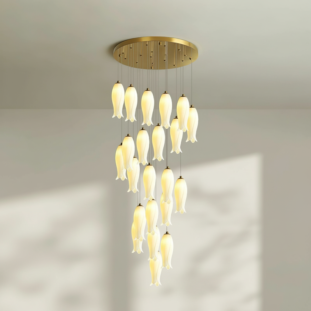 Luster Gaze Porcelain Petal Grand Cascade Chandelier - Background Shot