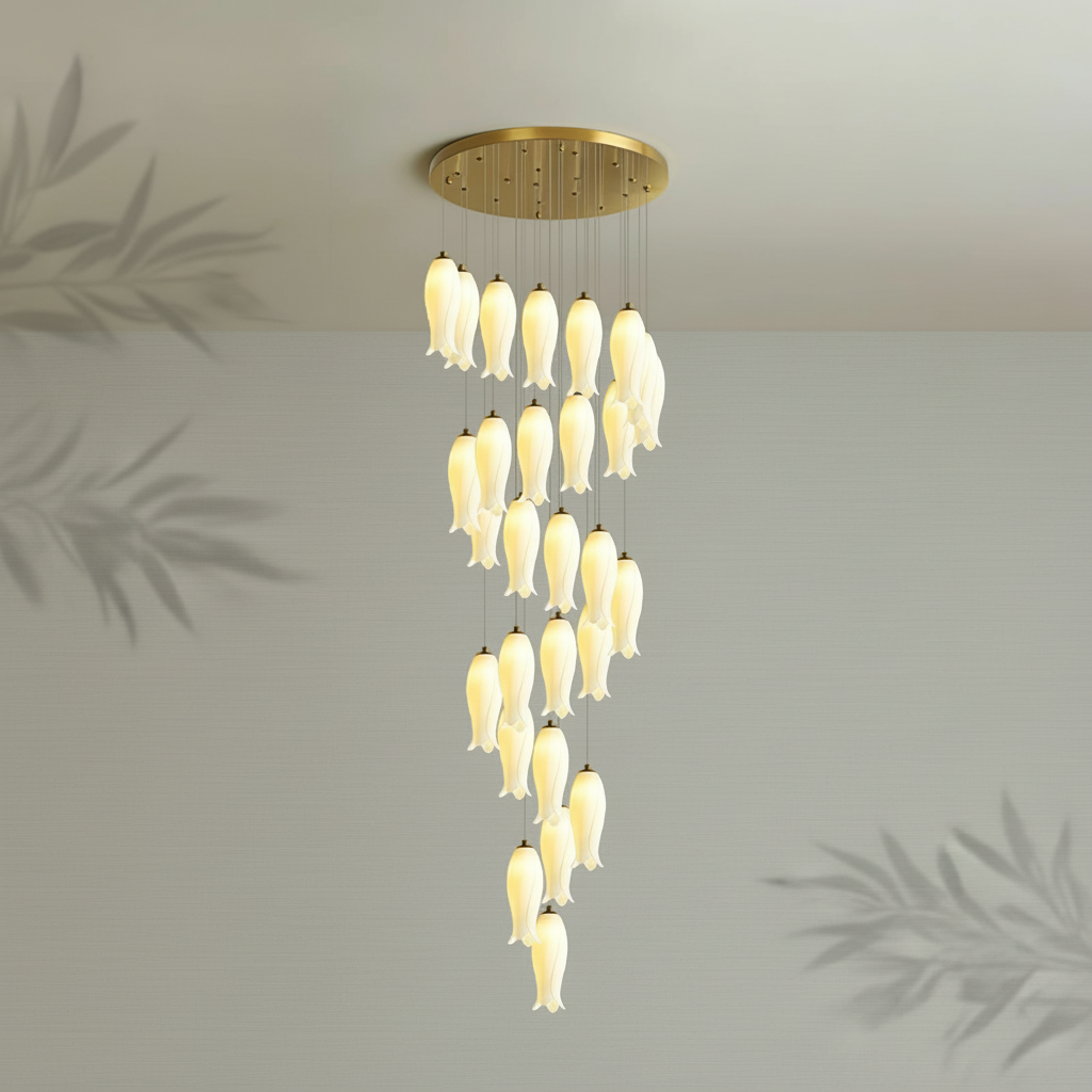 Luster Gaze Porcelain Petal Grand Cascade Chandelier - Background Shot