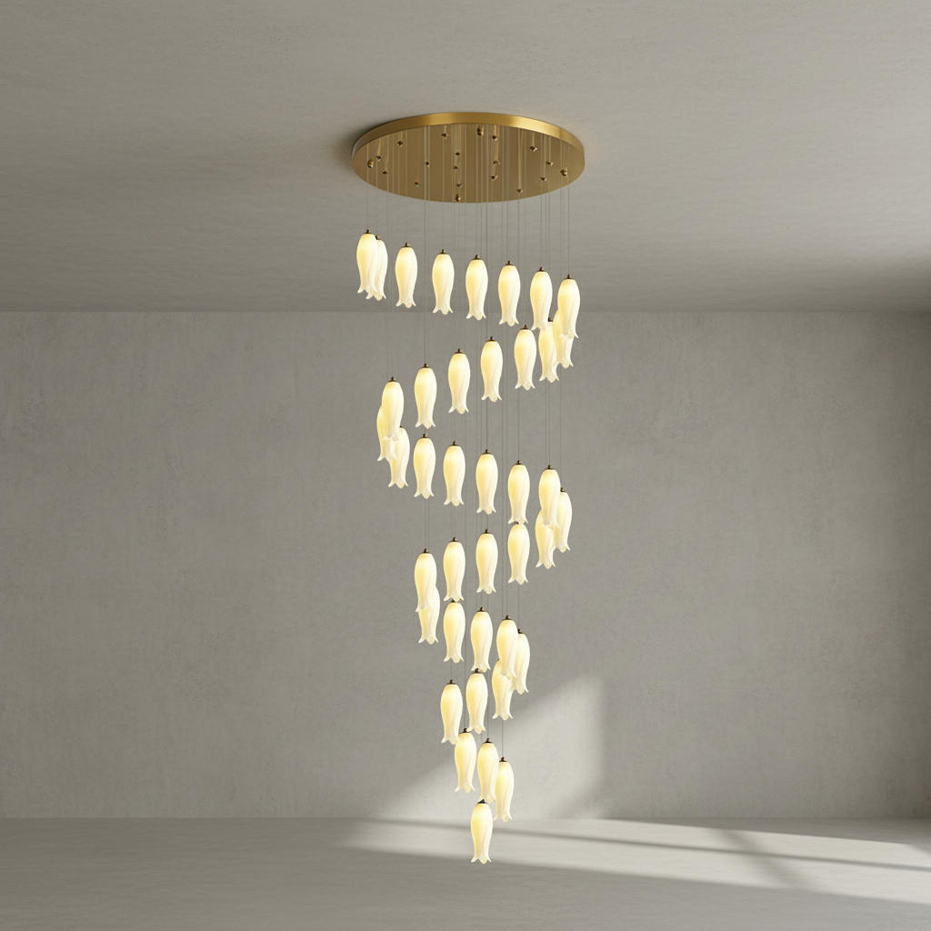 Luster Gaze Porcelain Petal Grand Cascade Chandelier - Background Shot