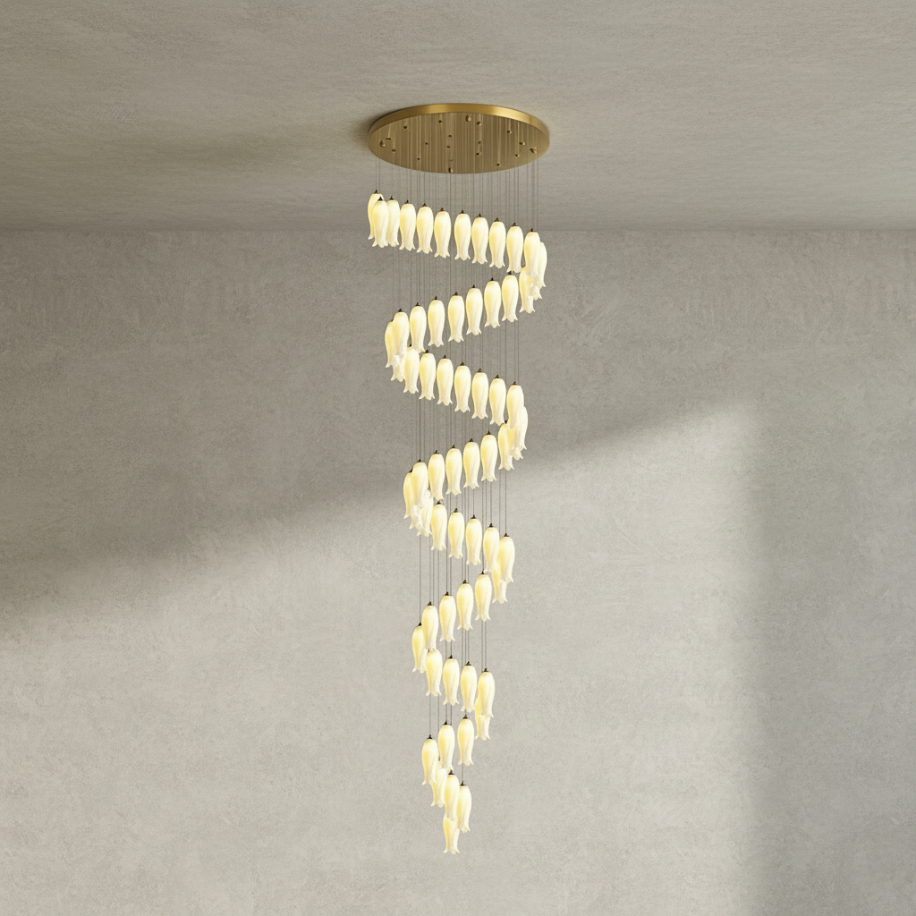 Luster Gaze Porcelain Petal Grand Cascade Chandelier - Background Shot