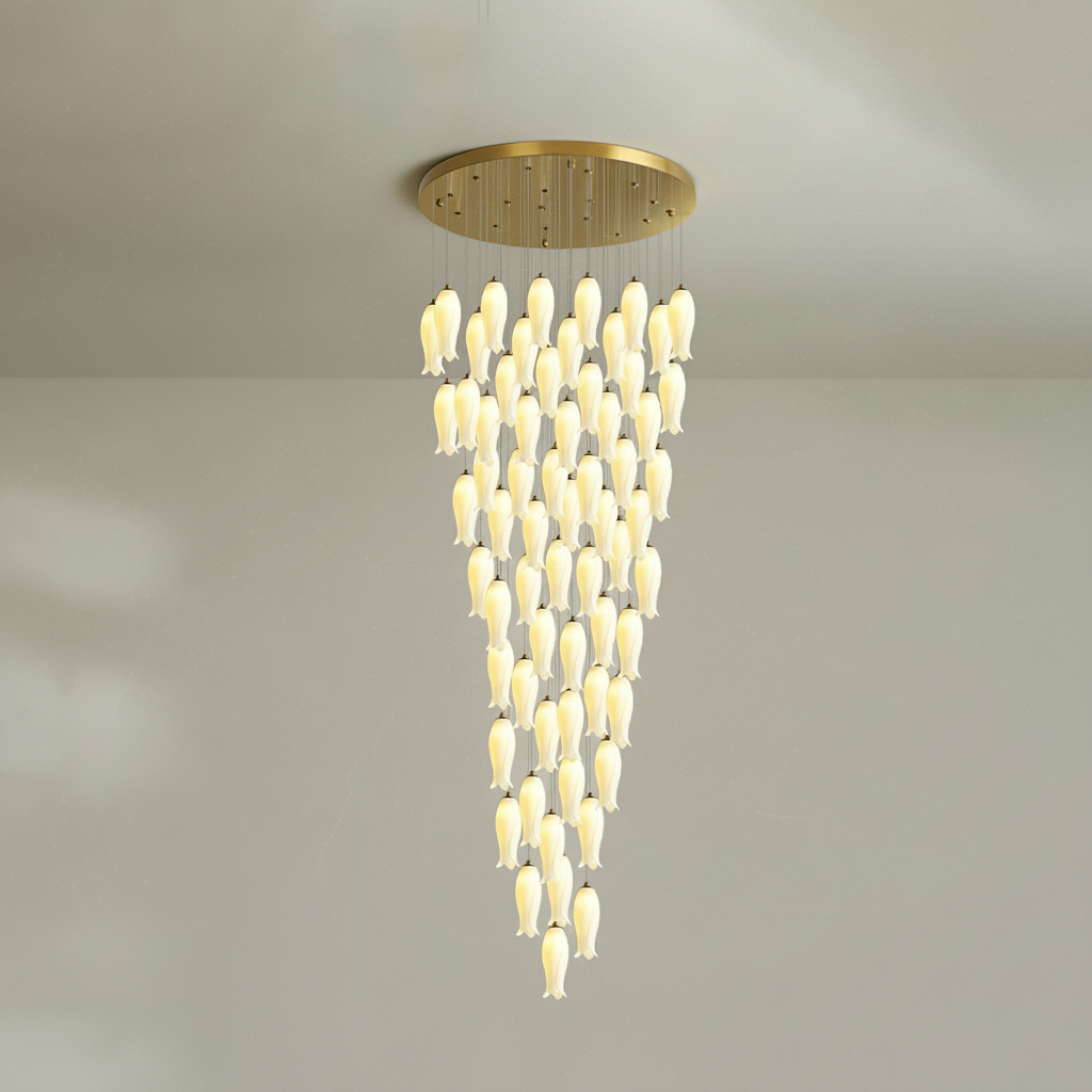 Luster Gaze Porcelain Petal Grand Cascade Chandelier - Background Shot