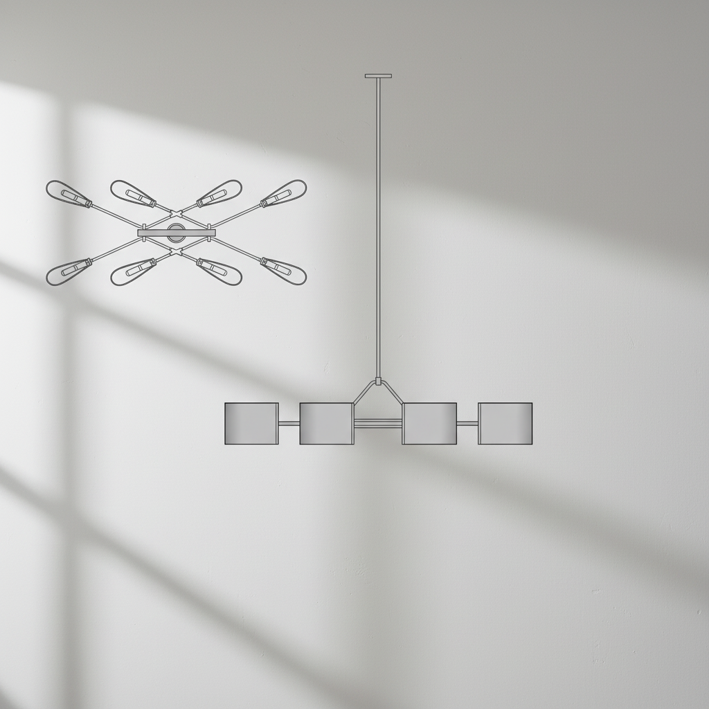Luster Gaze Aura Linear Brass Chandelier - Background Shot