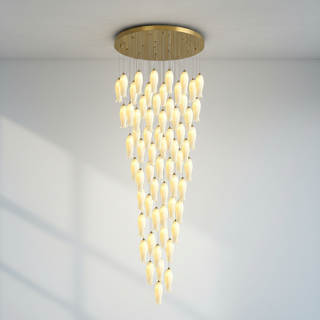 Luster Gaze Porcelain Petal Grand Cascade Chandelier - Background Shot