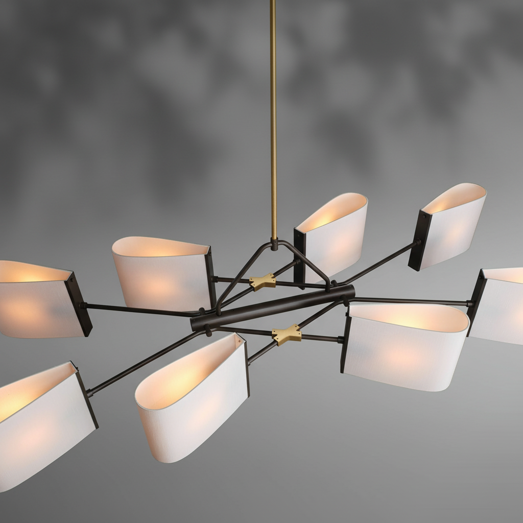 Luster Gaze Aura Linear Brass Chandelier - Background Shot