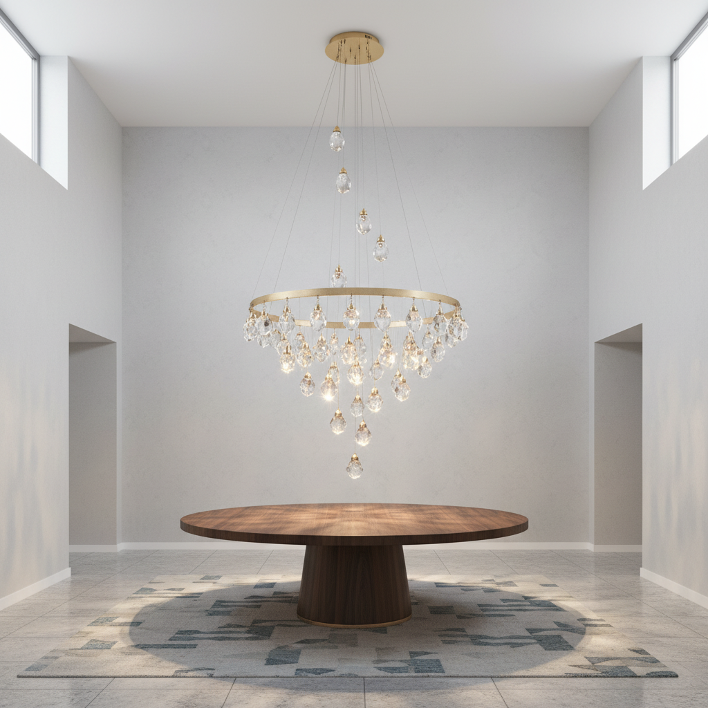 Luster Gaze Radiant Cascade Crystal Chandelier - Background Shot