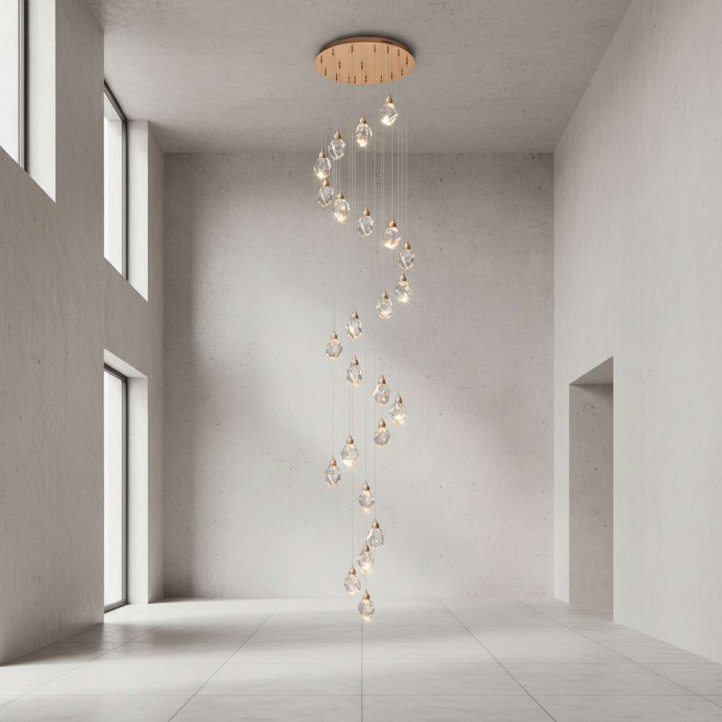 Luster Gaze Radiant Cascade Crystal Chandelier - Background Shot