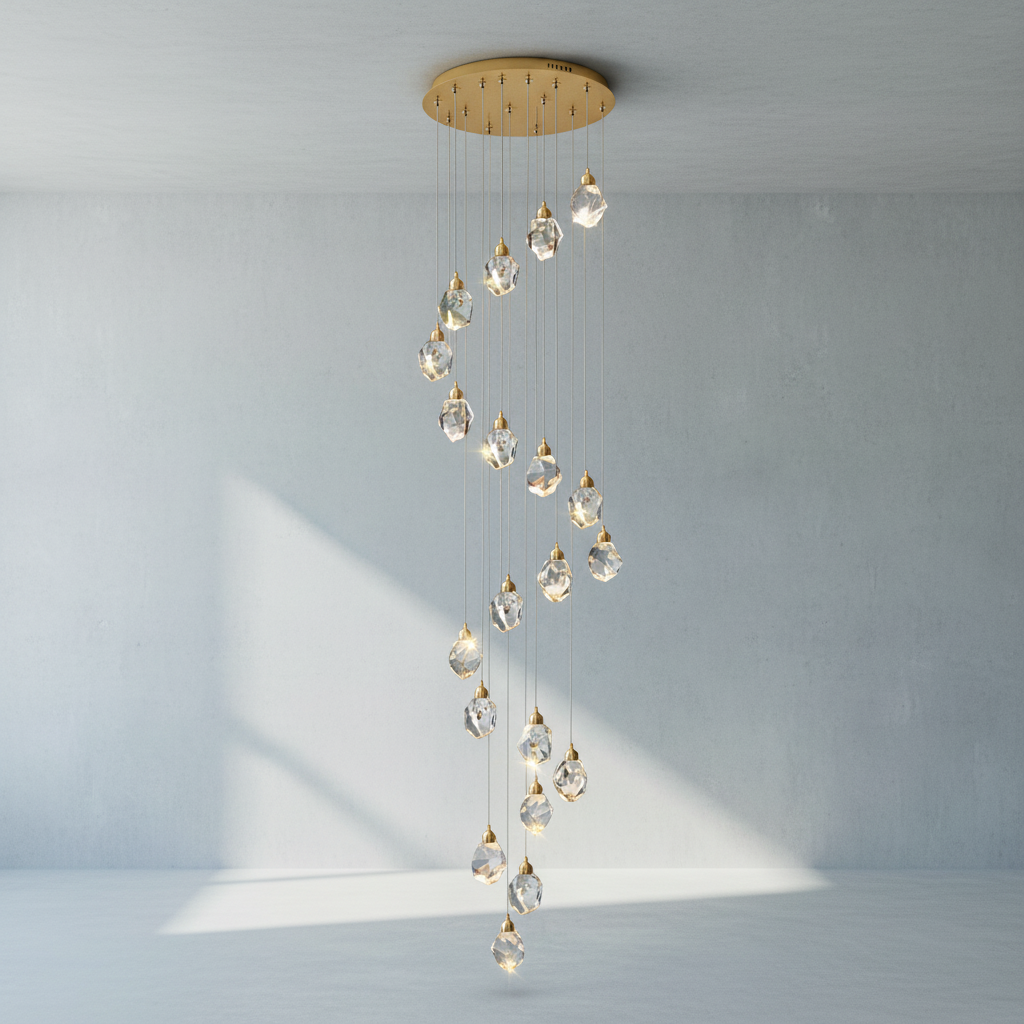 Luster Gaze Radiant Cascade Crystal Chandelier - Background Shot