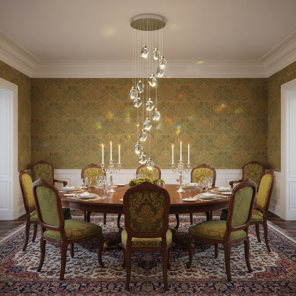 Luster Gaze Radiant Cascade Crystal Chandelier - formal American dining room