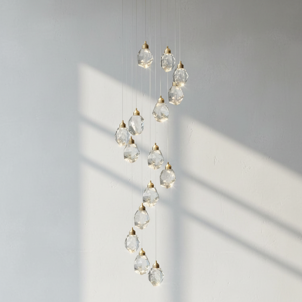 Luster Gaze Modern Crystal Chandelier Foyer Living Room Droplight Hall Decoration Lights - Studio Shot