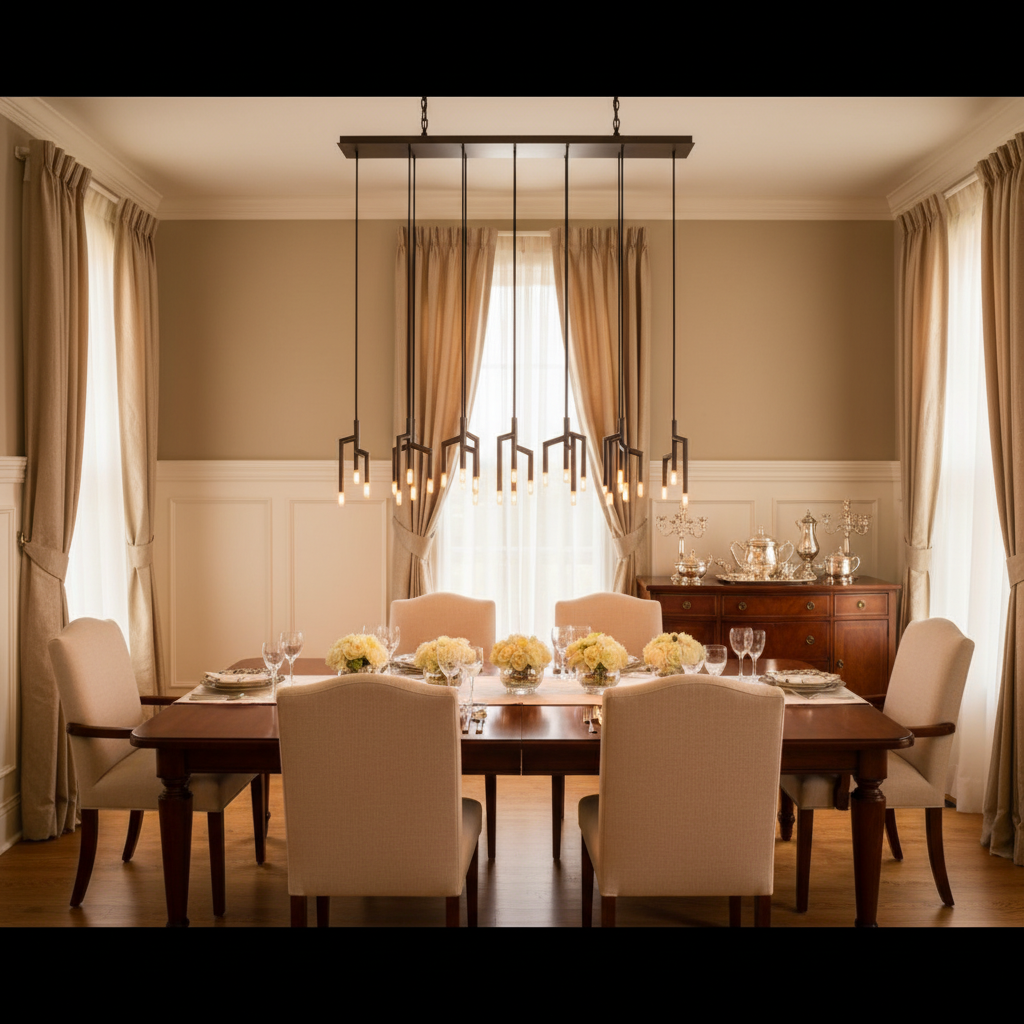 Luster Gaze Verdant Bloom Linear Chandelier - American transitional dining room