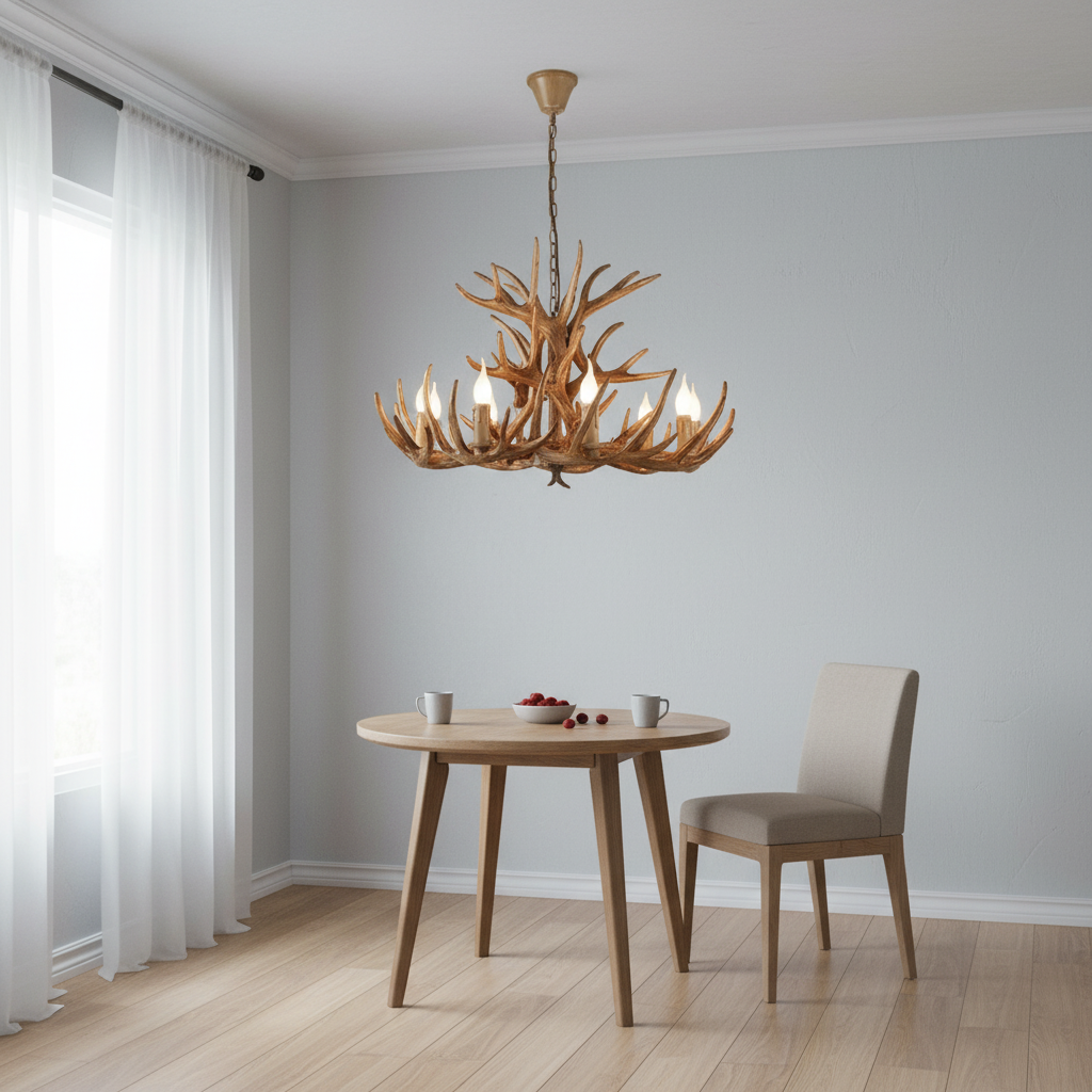 Luster Gaze Rustic Antler Candelabra Chandelier - Background Shot