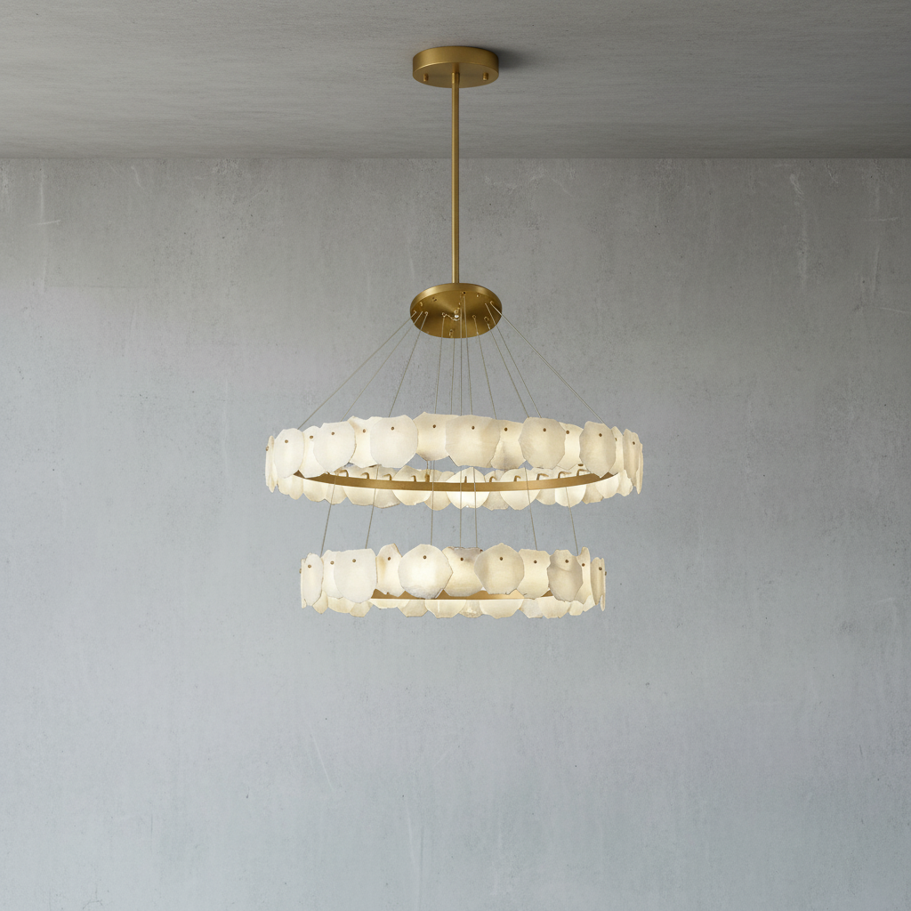 Luster Gaze Alabaster Aura Multi-Tier Round Chandelier - Background Shot