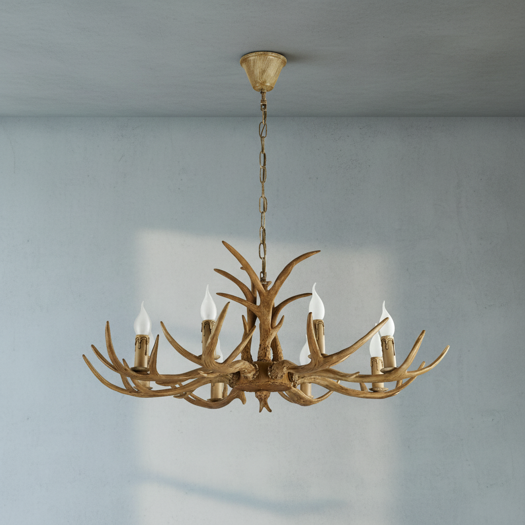 Luster Gaze Rustic Antler Candelabra Chandelier - Background Shot