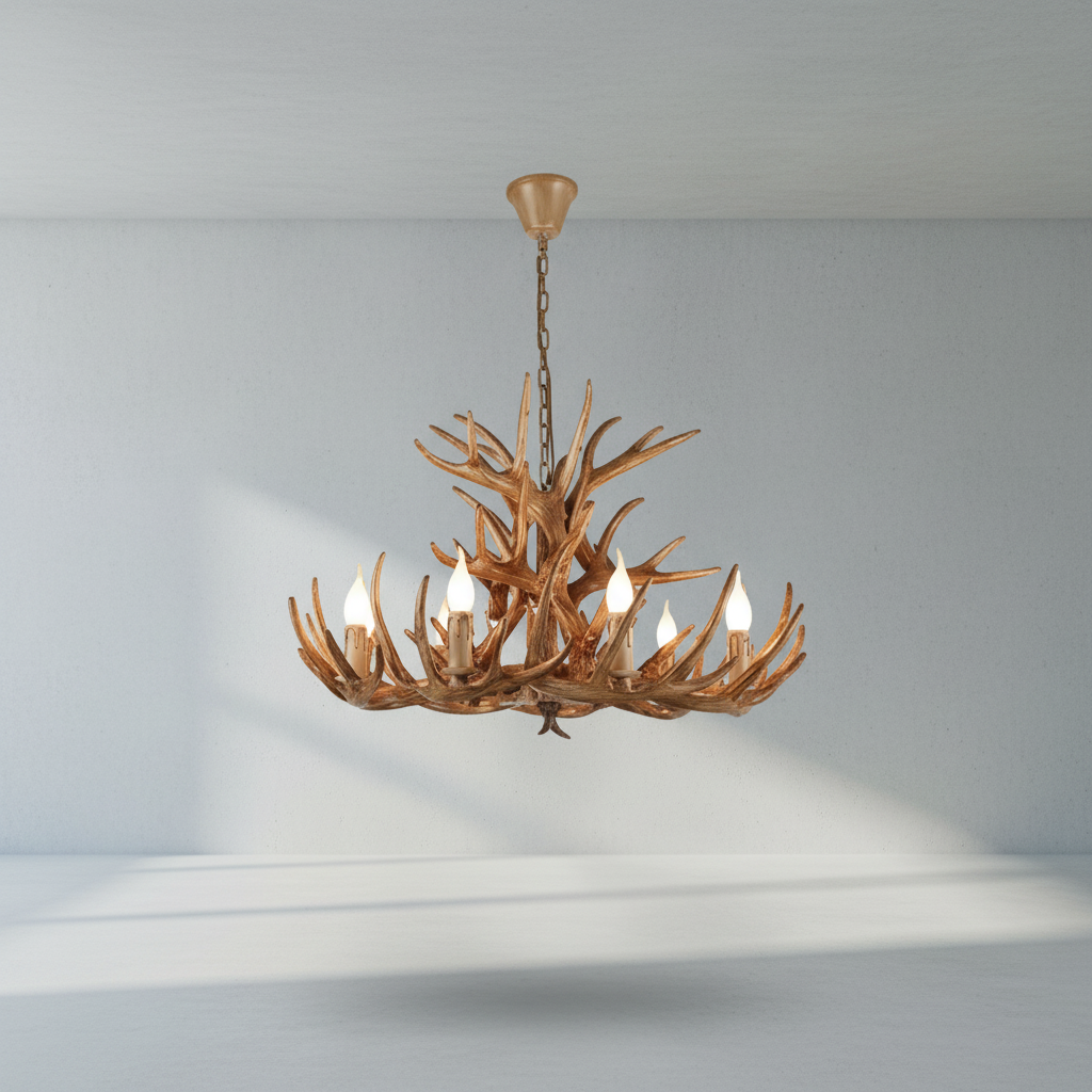 Luster Gaze Rustic Antler Candelabra Chandelier - Background Shot