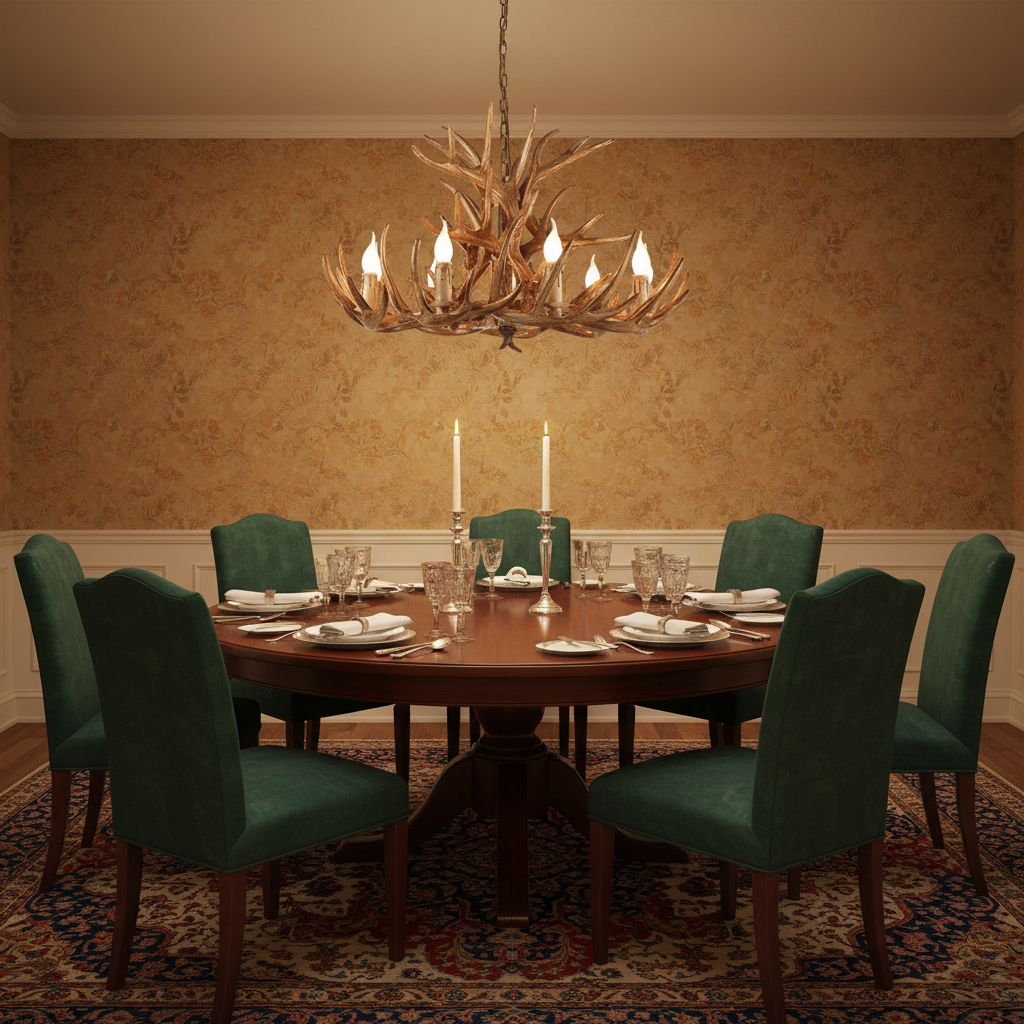Luster Gaze Rustic Antler Candelabra Chandelier - formal American dining room