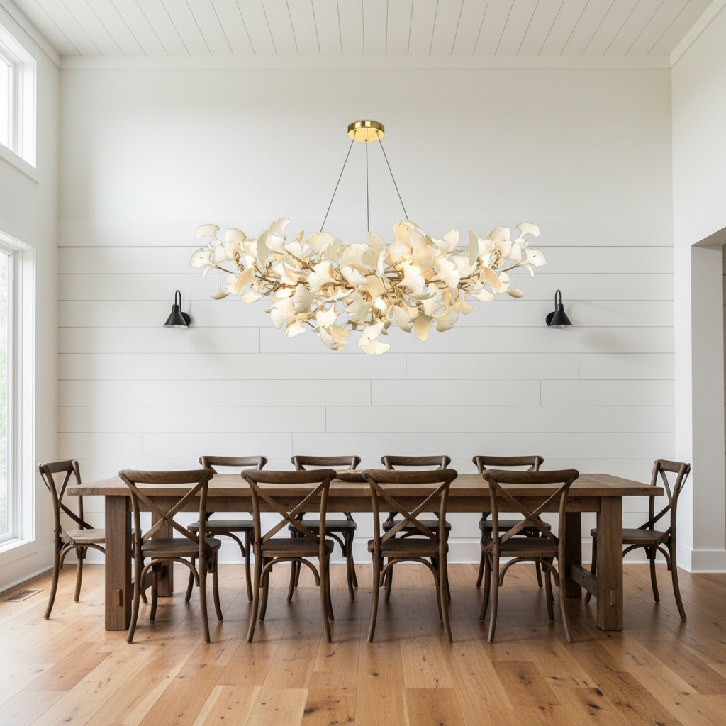 Luster Gaze Ginkgo Bloom Linear Chandelier - modern American farmhouse dining room