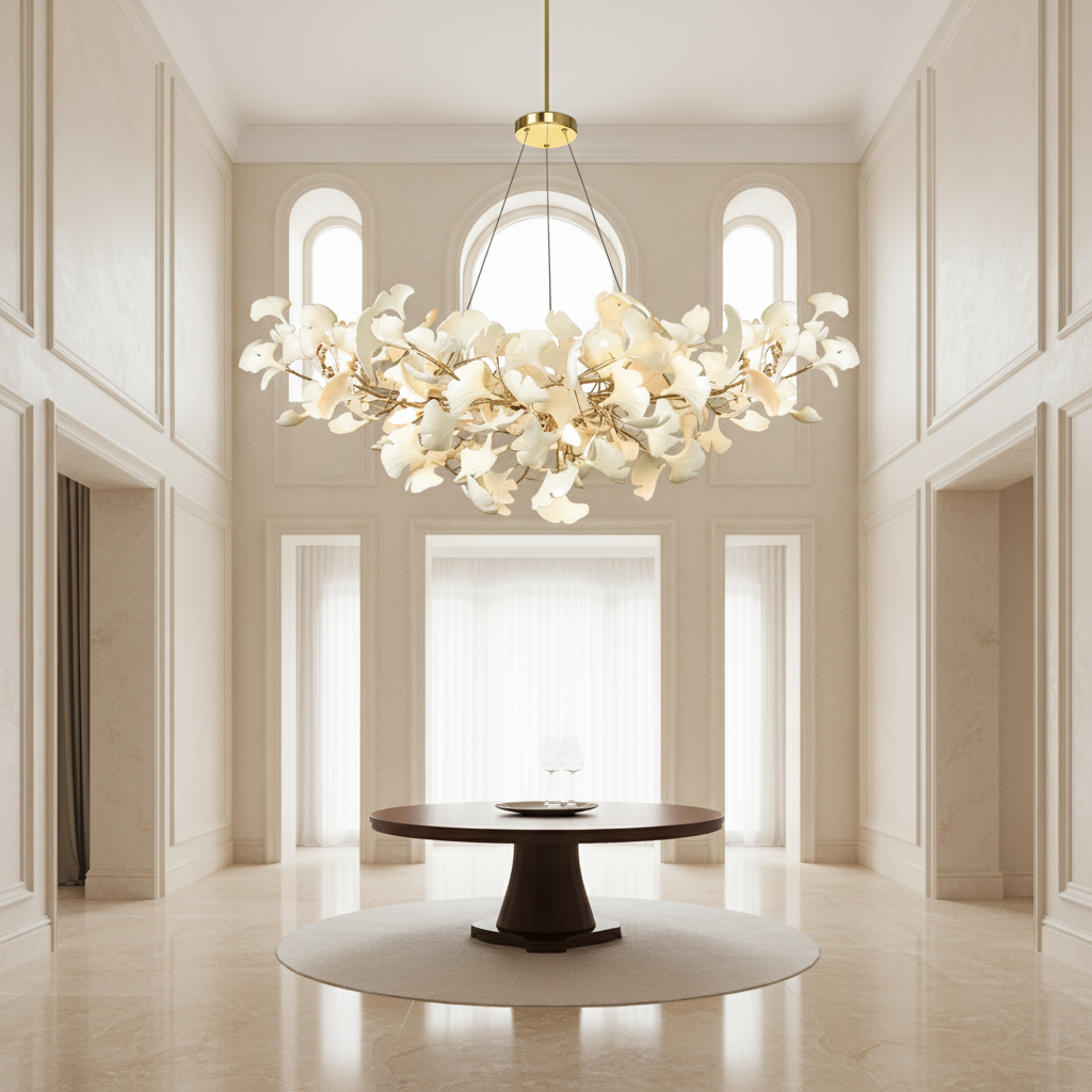 Luster Gaze Modern Luxury Linear Ginkgo Ceramic Chandelier for Dining Room/Kitchen Island - Studio Shot