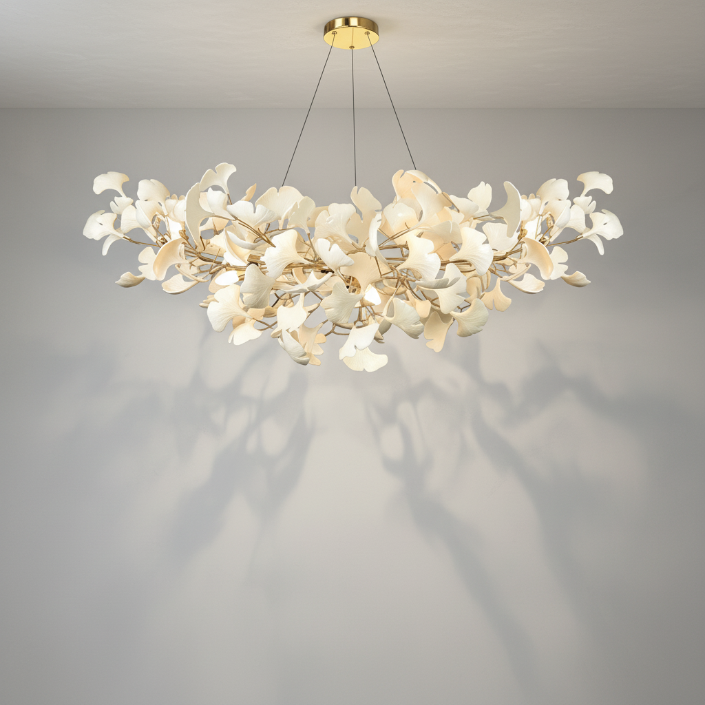 Luster Gaze Modern Luxury Linear Ginkgo Ceramic Chandelier for Dining Room/Kitchen Island - Studio Shot