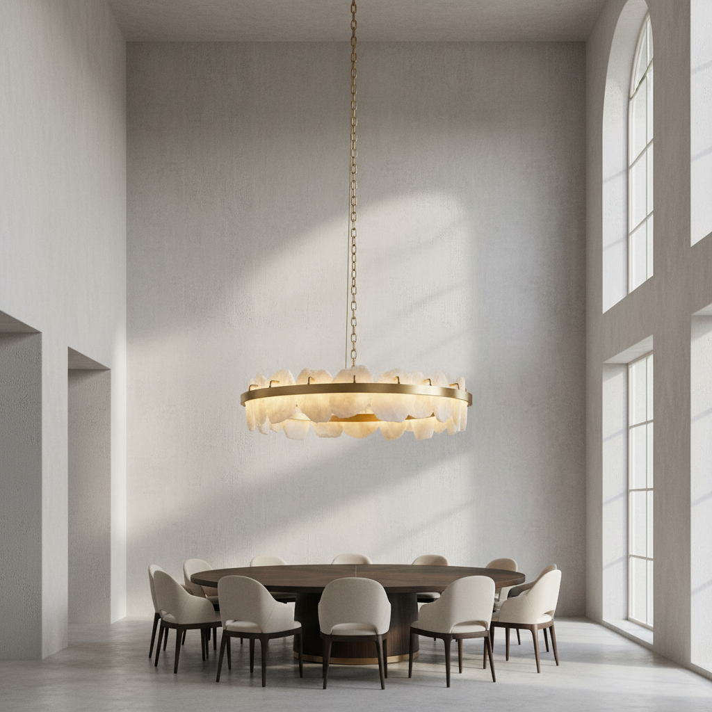 Luster Gaze Aura Tiered Circular Alabaster Chandelier - Background Shot