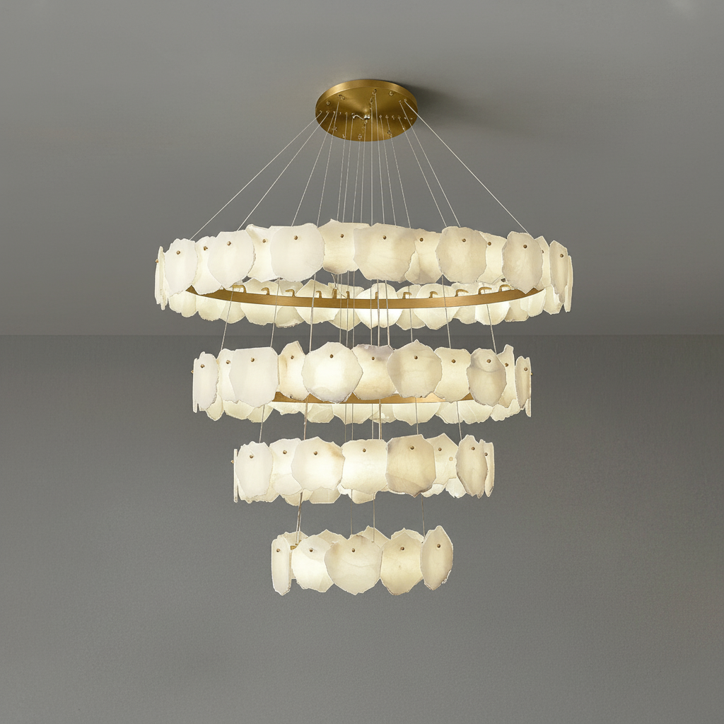 Luster Gaze Aura Tiered Circular Alabaster Chandelier - Background Shot