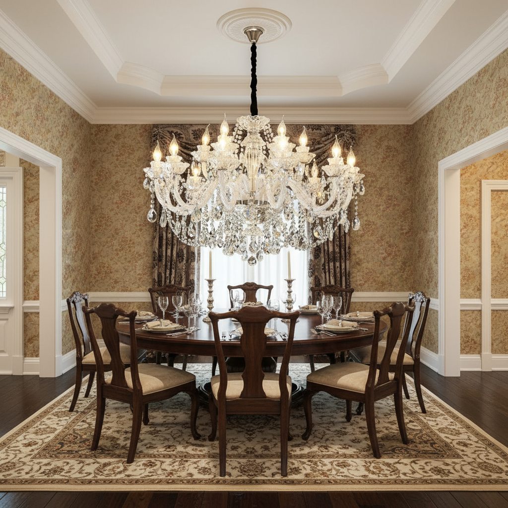 Luster Gaze Heirloom Crystal Candle Chandelier - formal American dining room