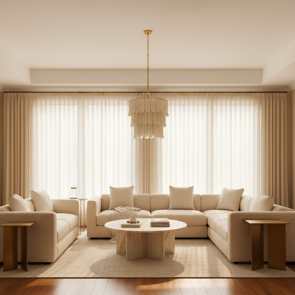 Luster Gaze Capiz Bloom Vintage Gold Leaf Chandelier - sophisticated American living room