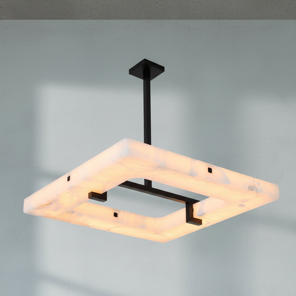 Luster Gaze Alabaster Square Radiance Chandelier - Background Shot