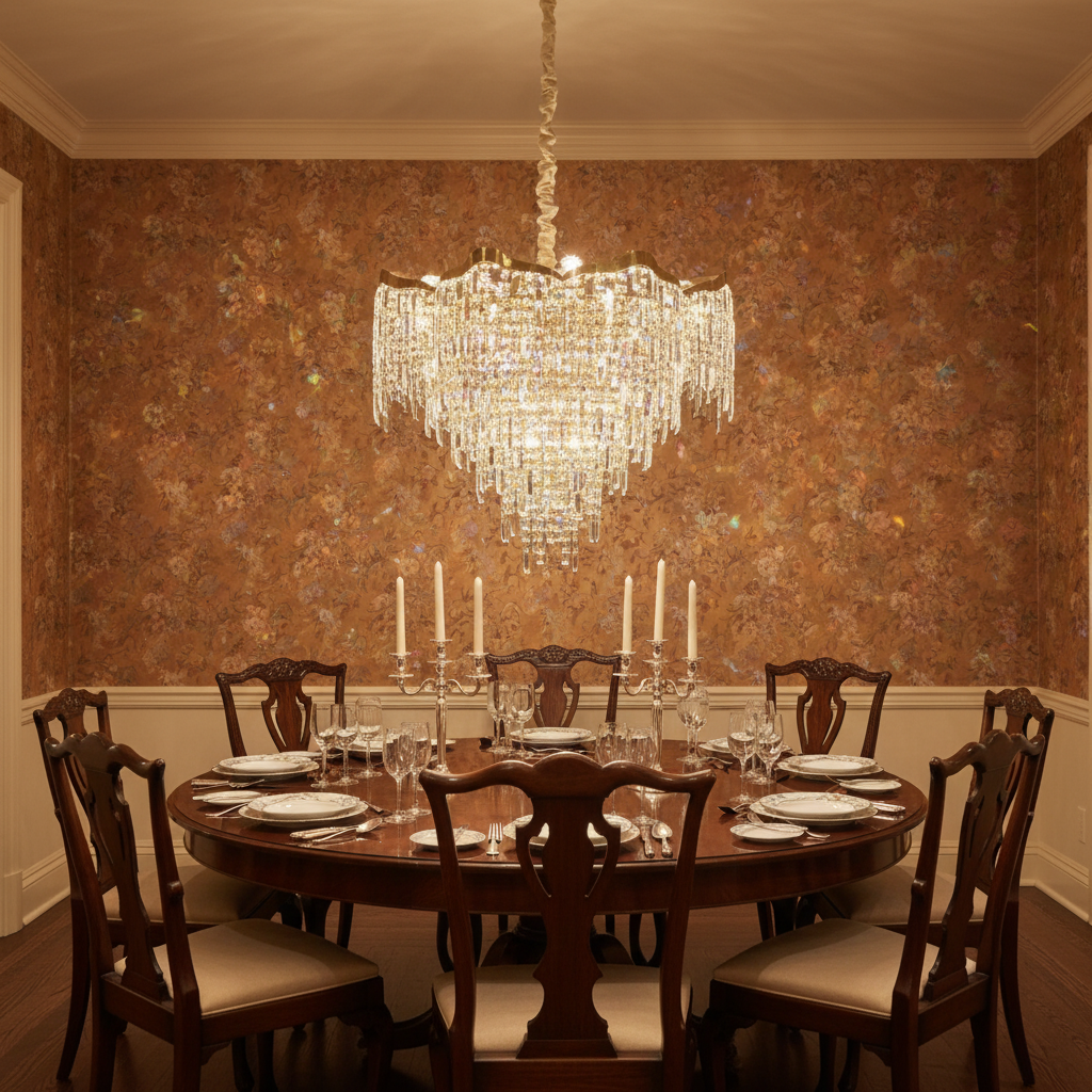 Luster Gaze Radiant Aura Round Crystal Chandelier - formal American dining room